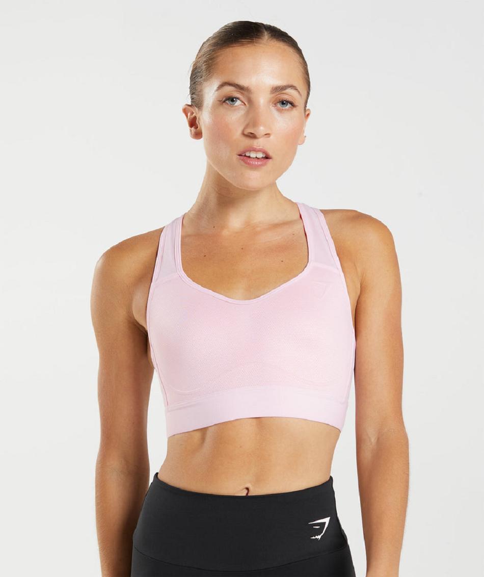 Staniki Sportowe Damskie Gymshark Lekkie High Support Różowe | PL 2880AHK